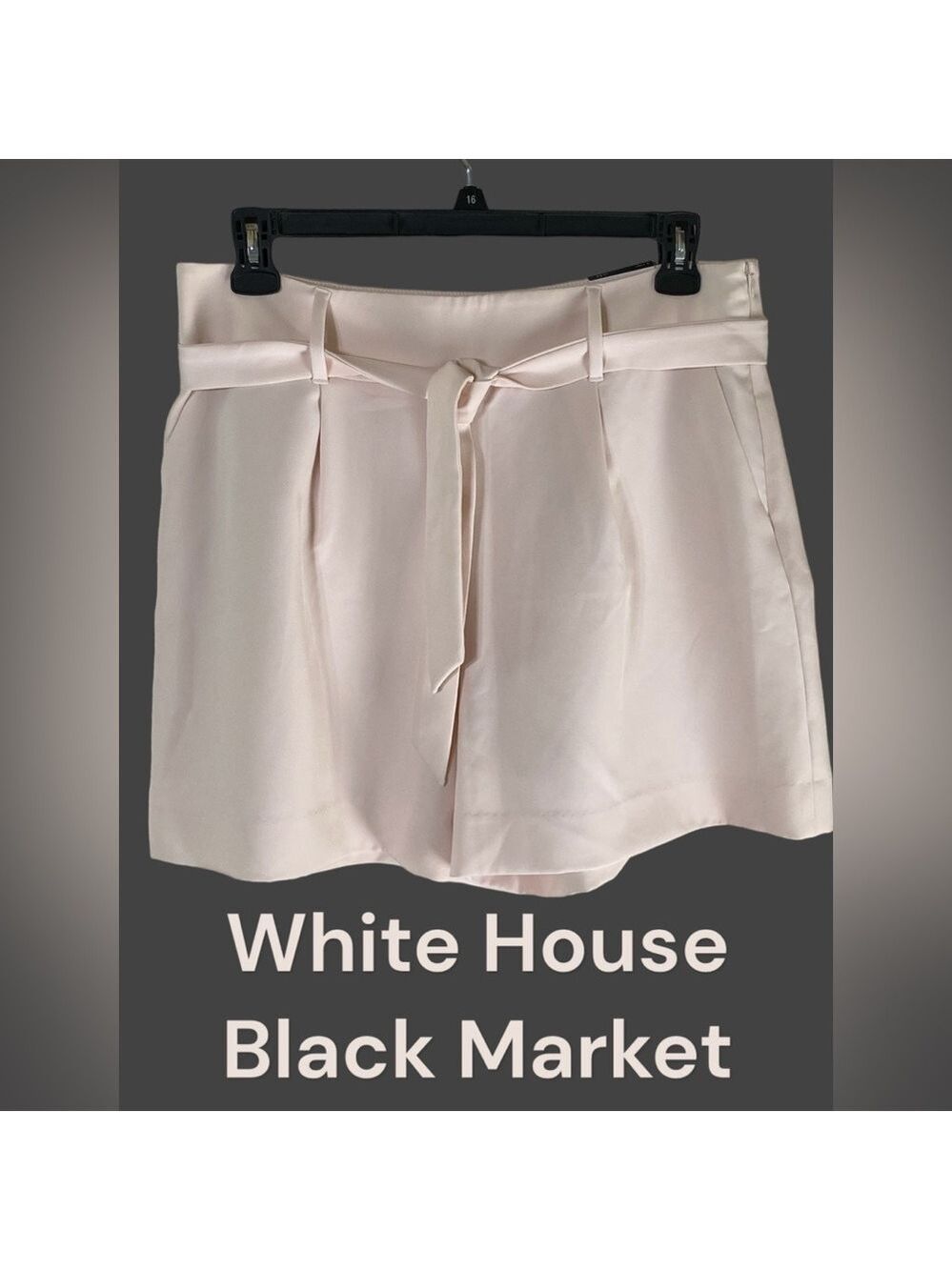 White House Black Market-NWT Size 14 Belted Paperbag Fluid Wash Short in whisper
